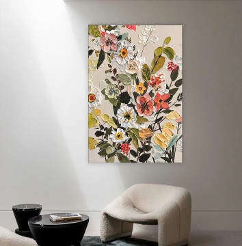 Abstract Blooming Flower by Palette Knife wall decor Oil Paintings